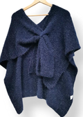 22240 Italian Knit Blue Cozy Warm Poncho with Loop LOOWIE