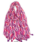 MP140 Purple Abstract Cotton Blend Scarf w/tassels LOOWIE