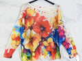 Petunia Floral  V-Neck Knit Printed Long Sleeves Sweater