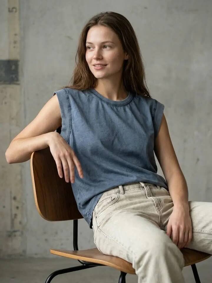 MYWCTTNV Washed Cotton Tank Top Navy
