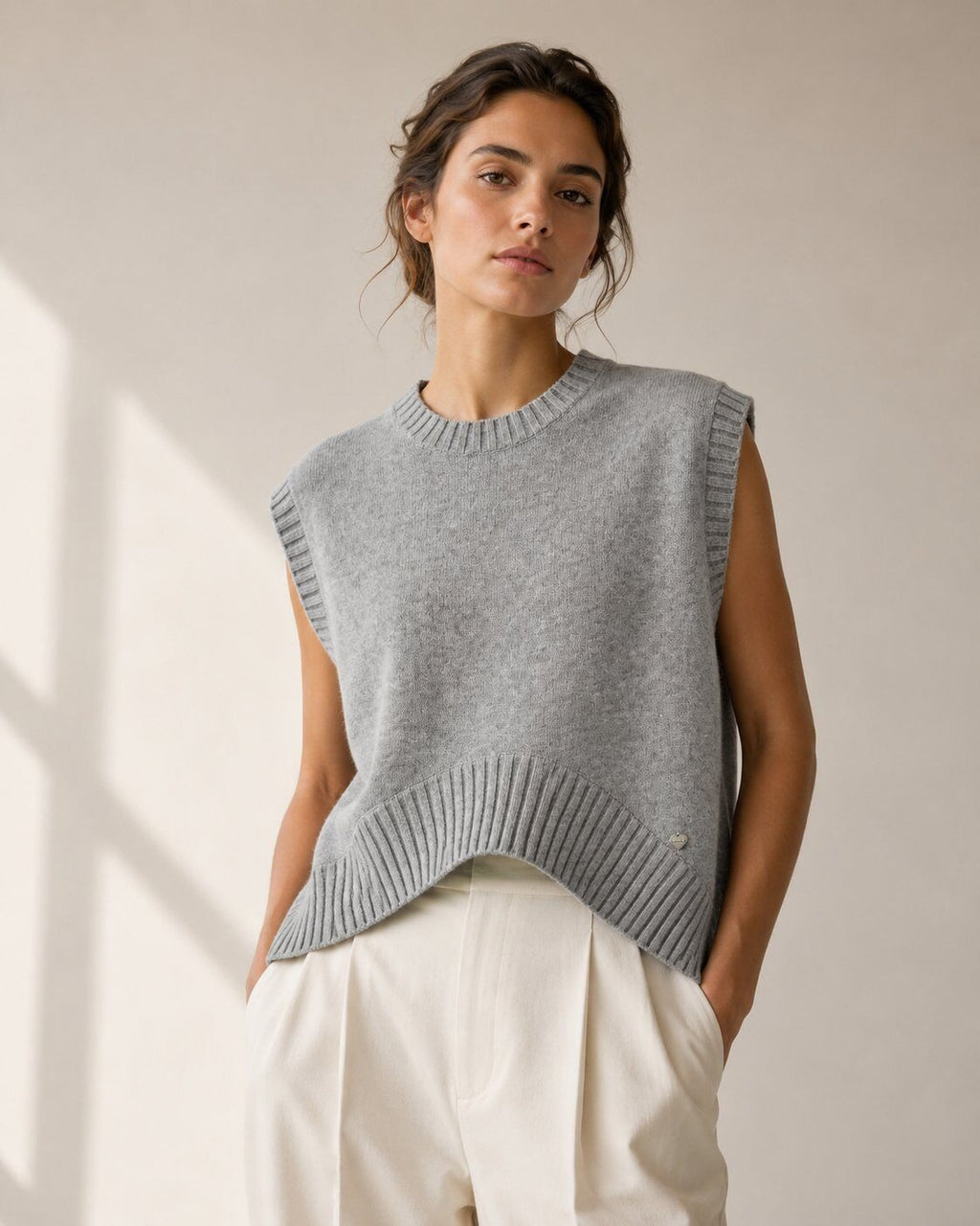 LUBXC3 Grey Boxy Knit Vest