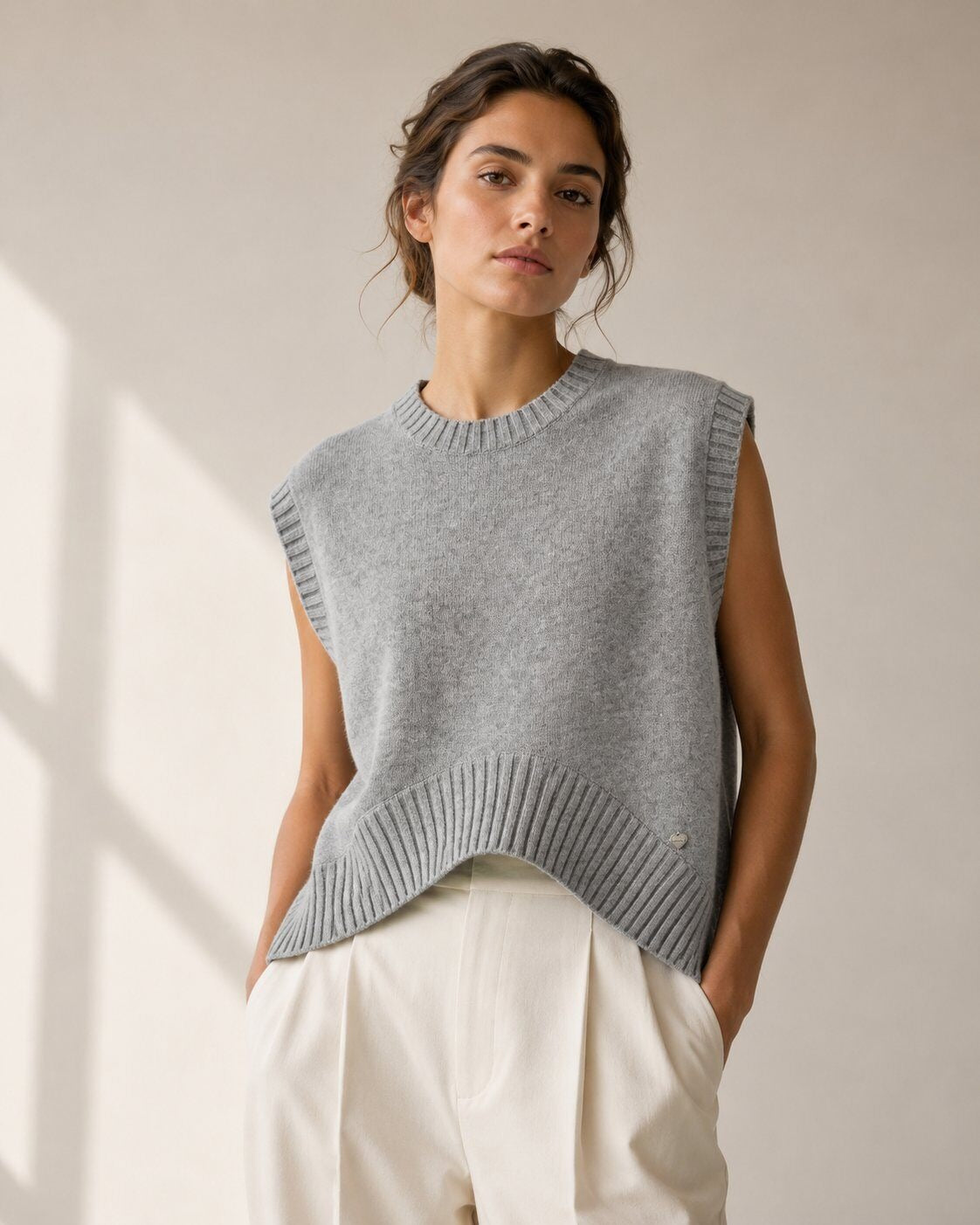LUBXC3 Grey Boxy Knit Vest