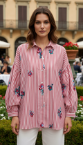 SWCRRD Italian OS Red Striped Cotton Shirt