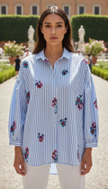 SWCRLB Italian OS Light Blue Striped Cotton Shirt