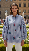 SWCRBL Italian OS Blue Striped Cotton Shirt