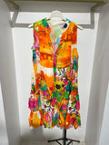 NBWDOR Watercolor Floral Sleeveless Dress Orange