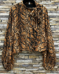 808 One Size Snake Print Bow-Tie Blouse LOOWIE