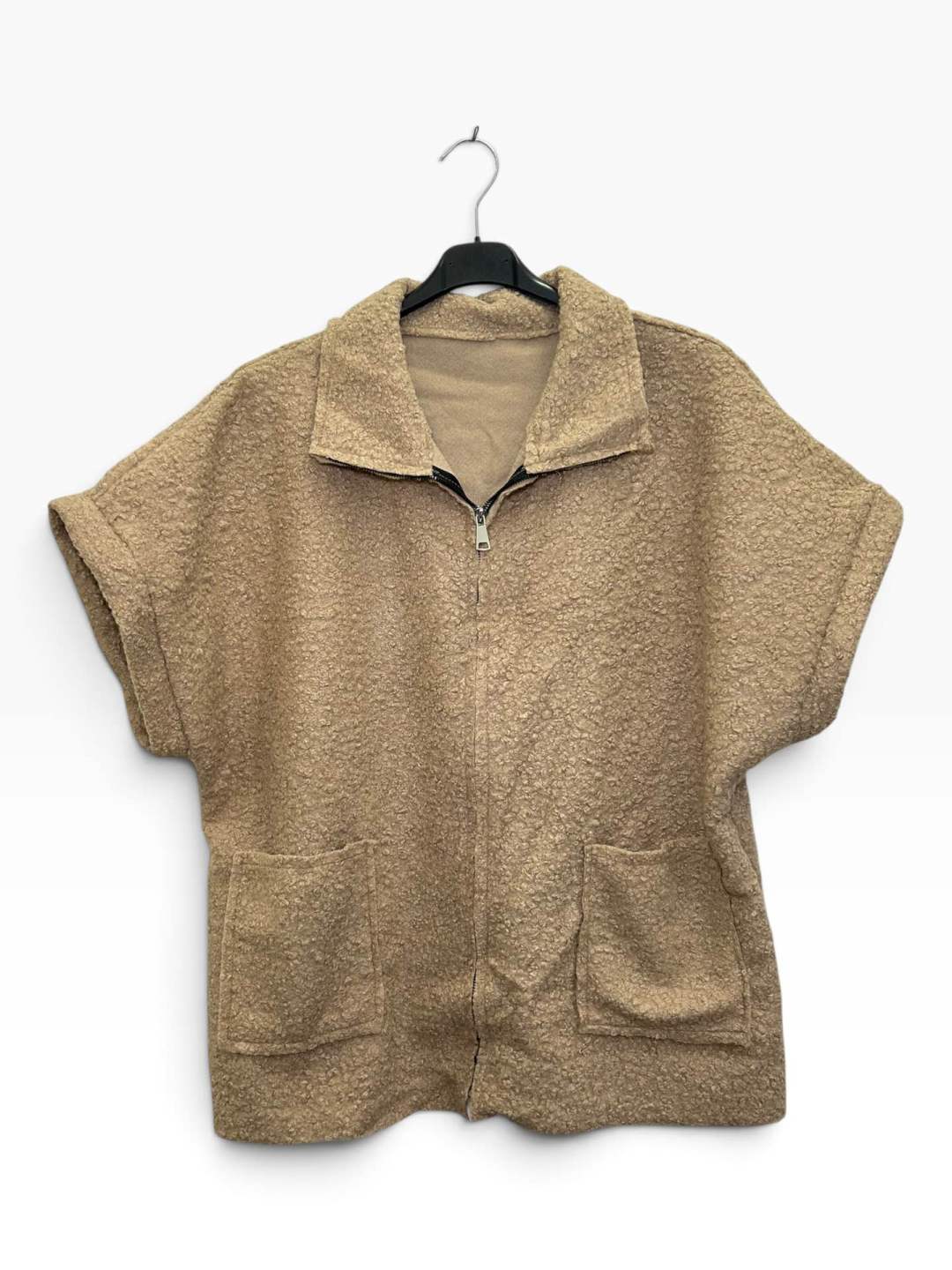 VM115 Dark Beige Sherpa Zip Jacket