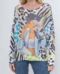 C0517 Black Leopard Women Knit Printed Sweater LOOWIE