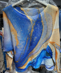 C1010 Tie-dye Royal Blue  Round Knit Long Sleeves Sweater