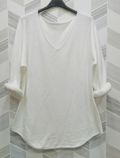 Z828 Italian One Size White V-Neck Knit Soft Sweater LOOWIE