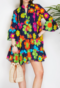 99EMBN Navy Cotton Navy Floral Eyelet Dress Cover Up