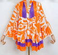 VSFE9 Orange Italian One Size Floral Large Blouse LOOWIE
