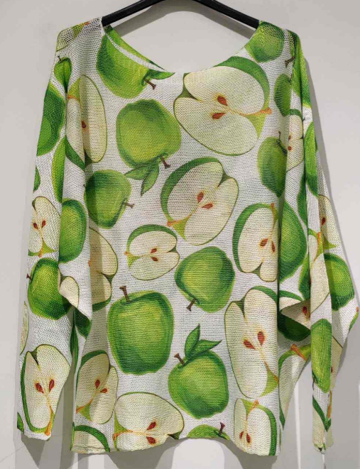 POAP Green Apple Knit Printed Sweater LOOWIE