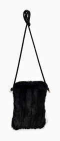 JA422 Black Faux Fur Phone Bag