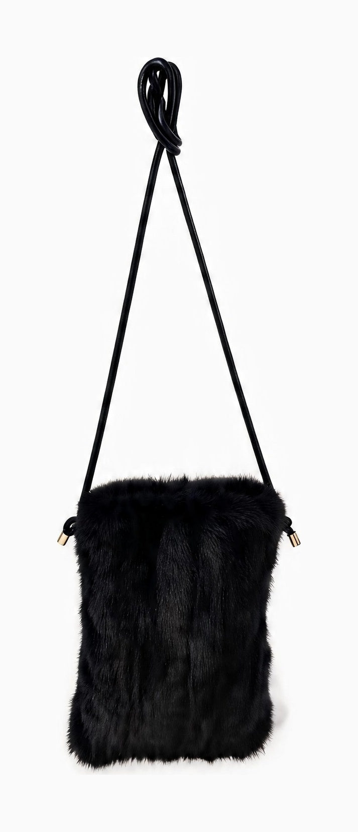 JA422 Black Faux Fur Phone Bag