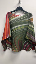VIWAOL OLIVE Wavy Round Neck Knit Printed Sweater