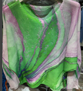 C1008 Tie-dye Green Round Knit Long Sleeves Sweater