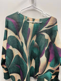Z455 Green Abstract Round Knit Printed Sweater LOOWIE