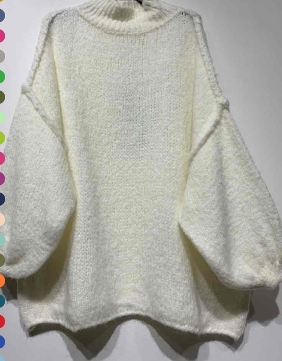 MA19501 White Turtleneck Cozy Warm Knitted Sweater Loowie