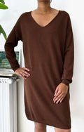 Z1012 Italian One Size Cozy Chocolate Sweater Dress LOOWIE