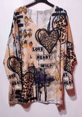 PO13 Italian Cozy Love Heart Printed Sweater One Size LOOWIE