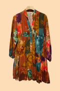 NBDR One Size Rust Italian Sunshine Bloom Viscose Dress