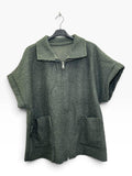 VM114 Khaki Sherpa Zip Jacket