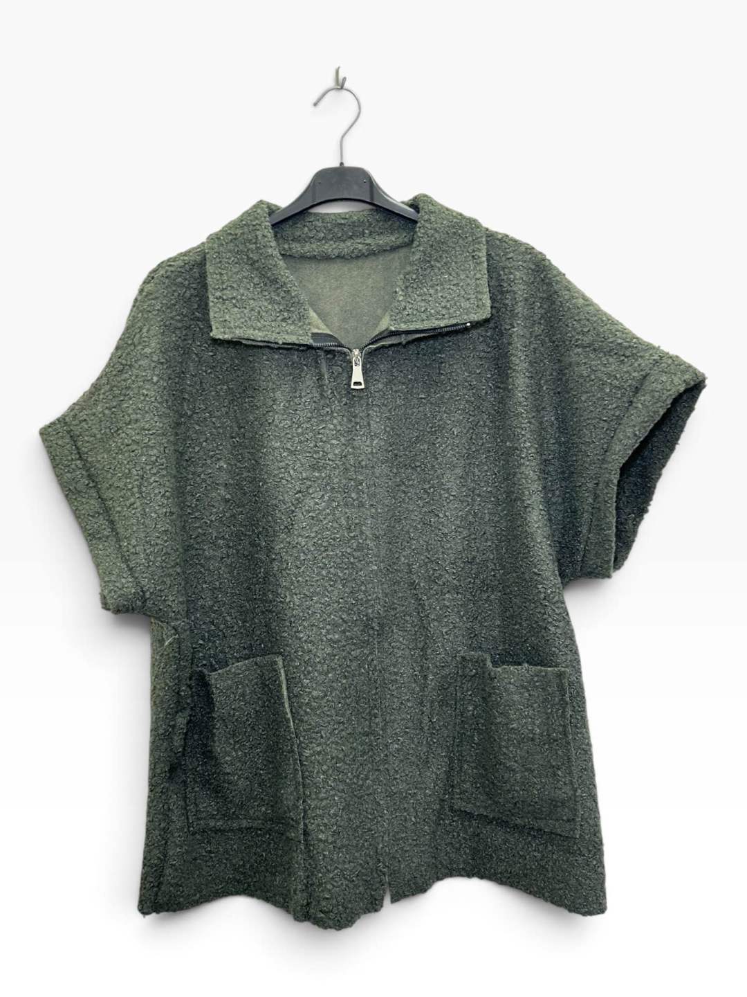 VM114 Khaki Sherpa Zip Jacket