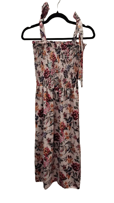 UN5 Floral Smocked Dress with Tie Straps in Pastel Colors