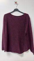 PO8221 Burgundy Cozy V-Neck Sweater