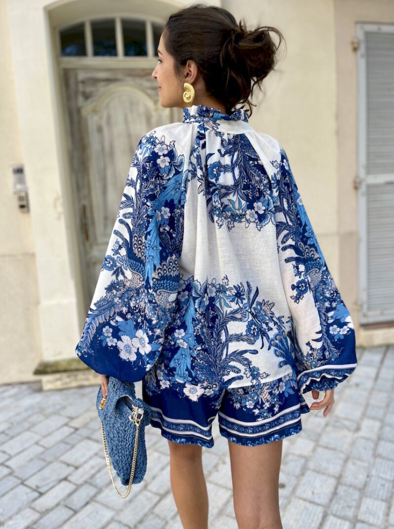ESTBCSBU Cotton Belted Printed Set Blue