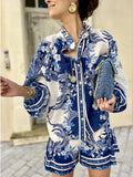 ESTBCSBU Cotton Belted Printed Set Blue