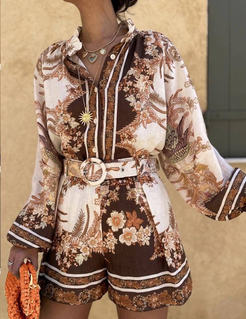 ESTBCSCH Cotton Belted Printed Set Chocolate