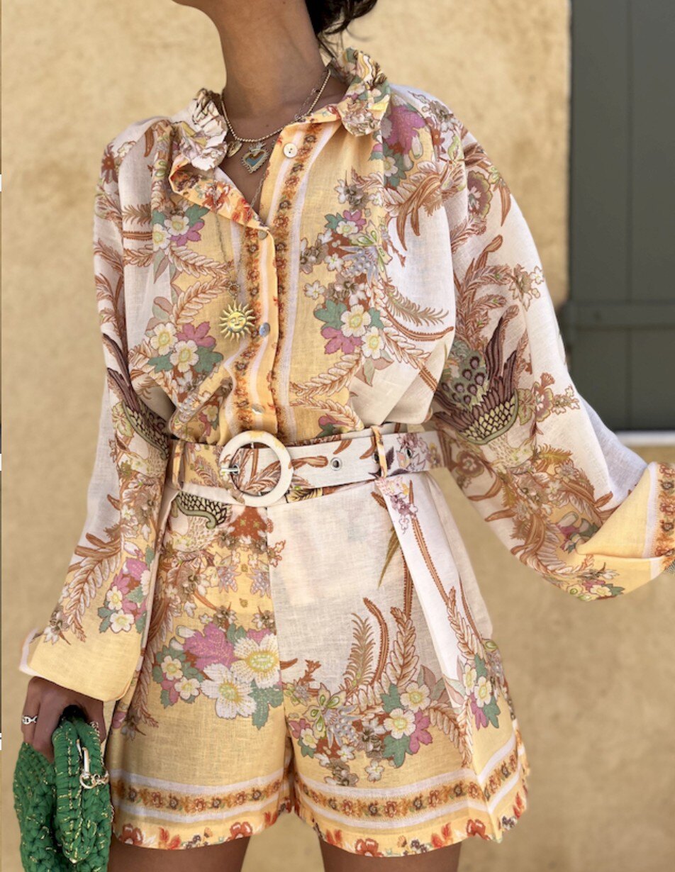 ESTBCSLY Cotton Belted Printed Set Light Yellow