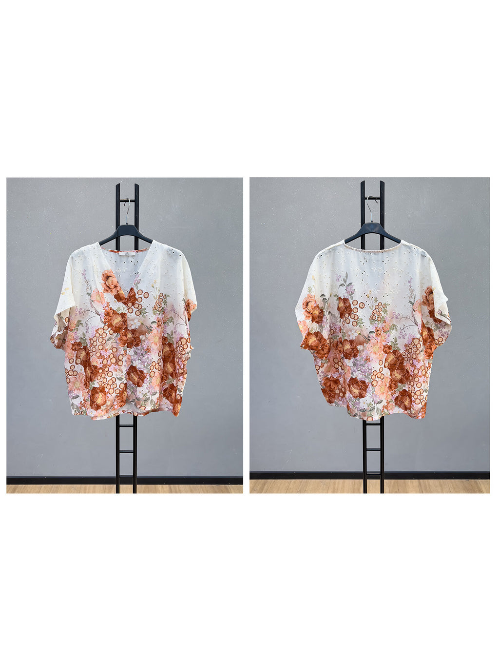 VLEFSLR Cotton Eyelet Floral Set Light Red