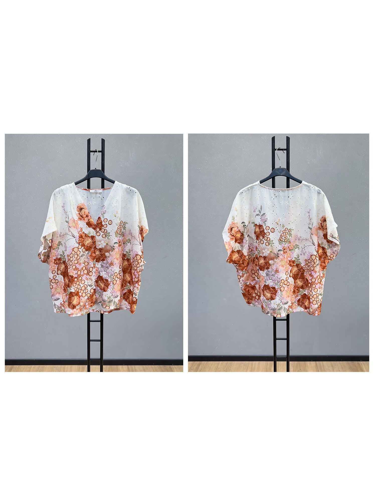 VLEFSLR Cotton Eyelet Floral Set Light Red