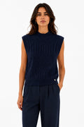 LUJKT11 Navy Jacquard Knit Tank Top