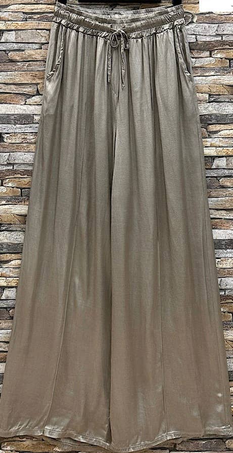 ELPBR Italian Bronze Wide Legs Satin Feel Pants LOOWIE