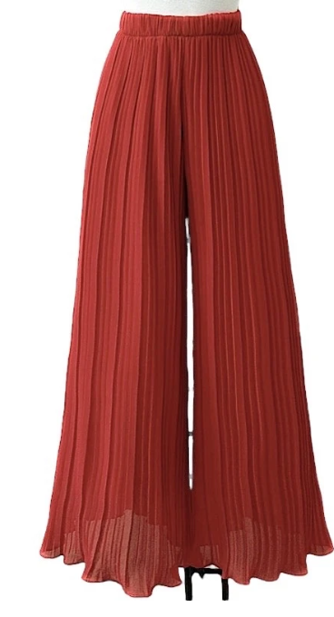 ELPLRU Italian Rust Pleated Wide Legs Pants LOOWIE