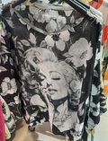 CMAR Black White Marylin Round Neck Knit Printed Sweater
