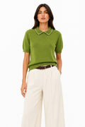 LUPCP9 Olive Pearl Collar Sweater