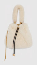 JA416 Beige Faux Fur Bucket Bag