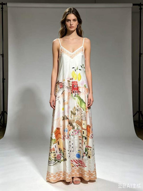 CRACOR Amalfi Coast Maxi Dress Orange