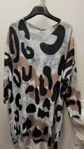 LTCBL One Size Cosy LEOPARD V-Neck Sweater Tunic Dress