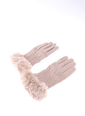 JA286 Taupe Ribbed Fur Gloves