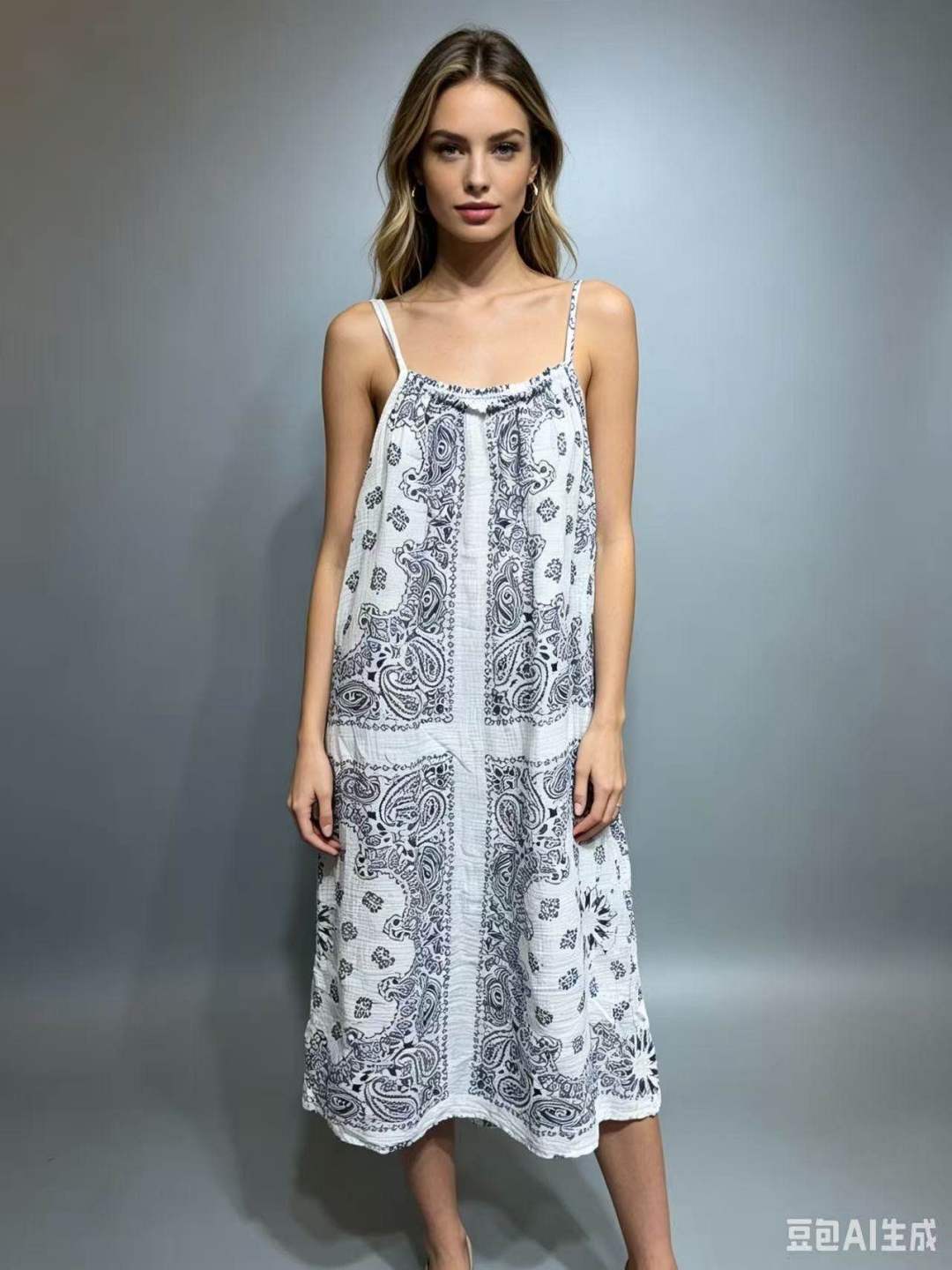 CRBMWH Cotton Bandana Midi Dress White