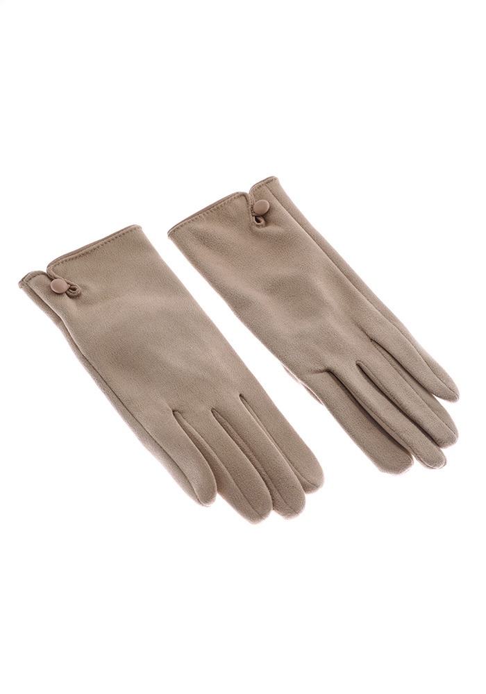 JA361 Beige Faux Suede Gloves