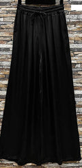 ELPBL Italian Black Wide Legs Satin Feel Pants LOOWIE