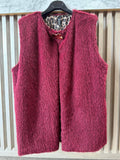 VIFFRE Italian Red Faux Fur Vest Leopard Lining LOOWIE